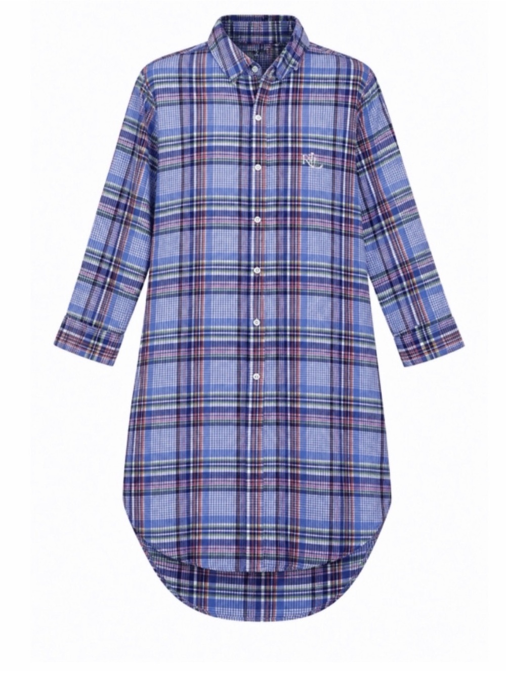 Lauren Ralph Lauren Long Button Down Plaid Pocket Shirt Dress